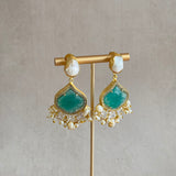 Mint Pearl Drop Crystal Earrings - Ahseya & Co