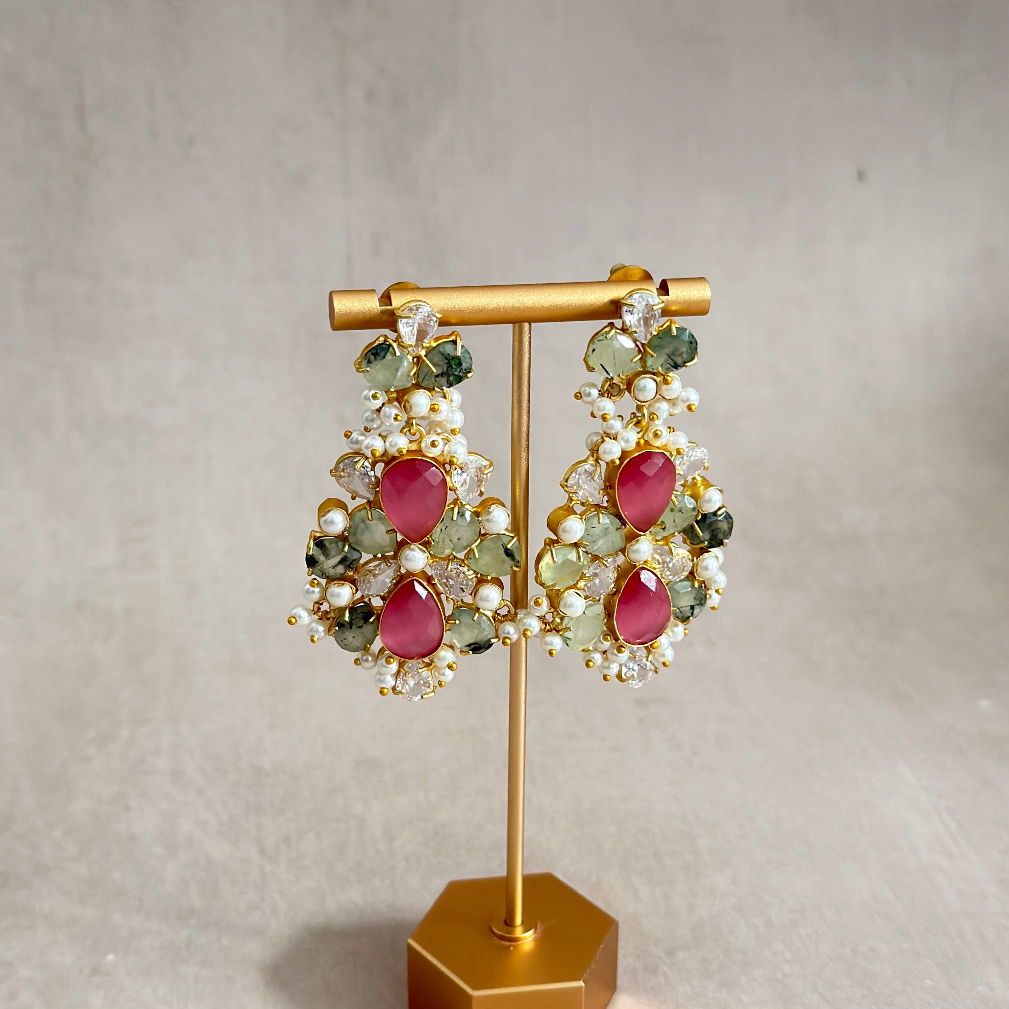 Emina Olive Pink Drop Earrings - Ahseya & Co