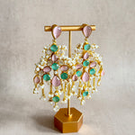 Vada Pink Crystal Drop Earrings - Ahseya & Co