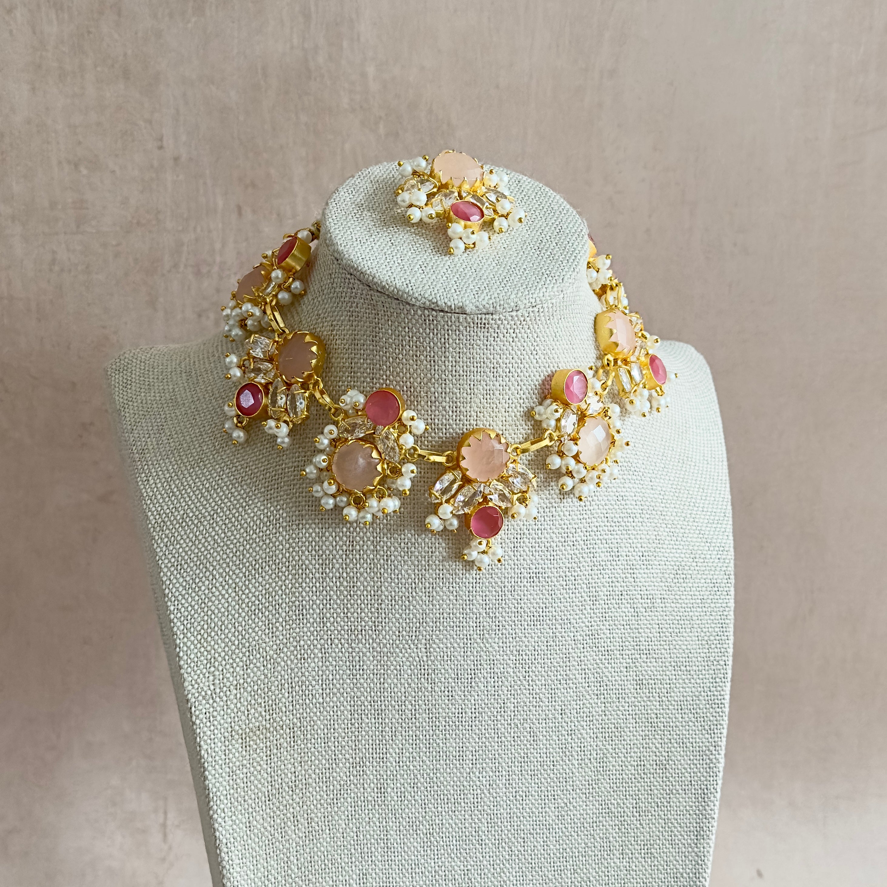 Dilnaz Pink Necklace Set - Ahseya & Co