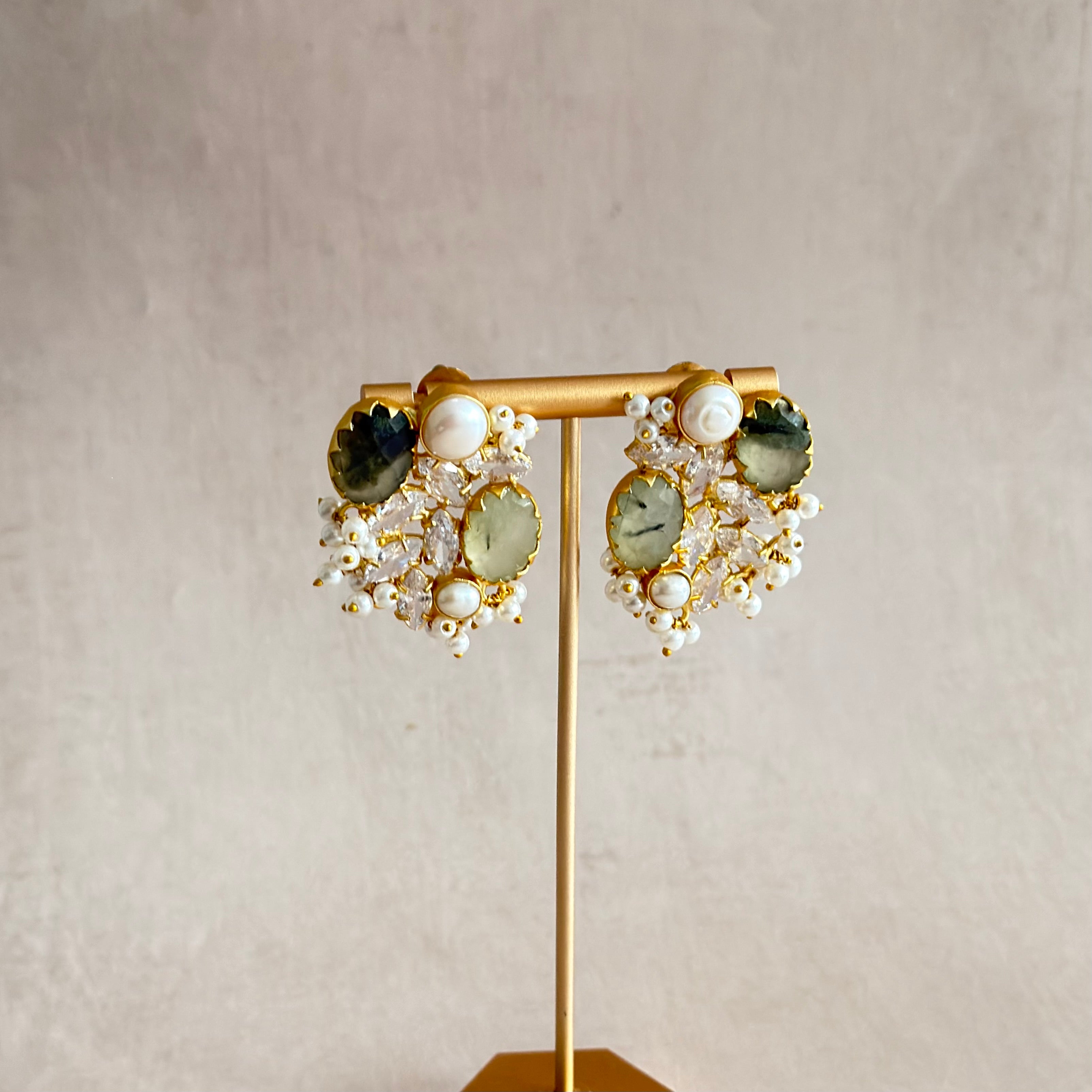 Roxy Olive Crystal Stud Earrings - Ahseya & Co