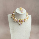 Rahma Rose Lilac Crystal Necklace Set - Ahseya & Co