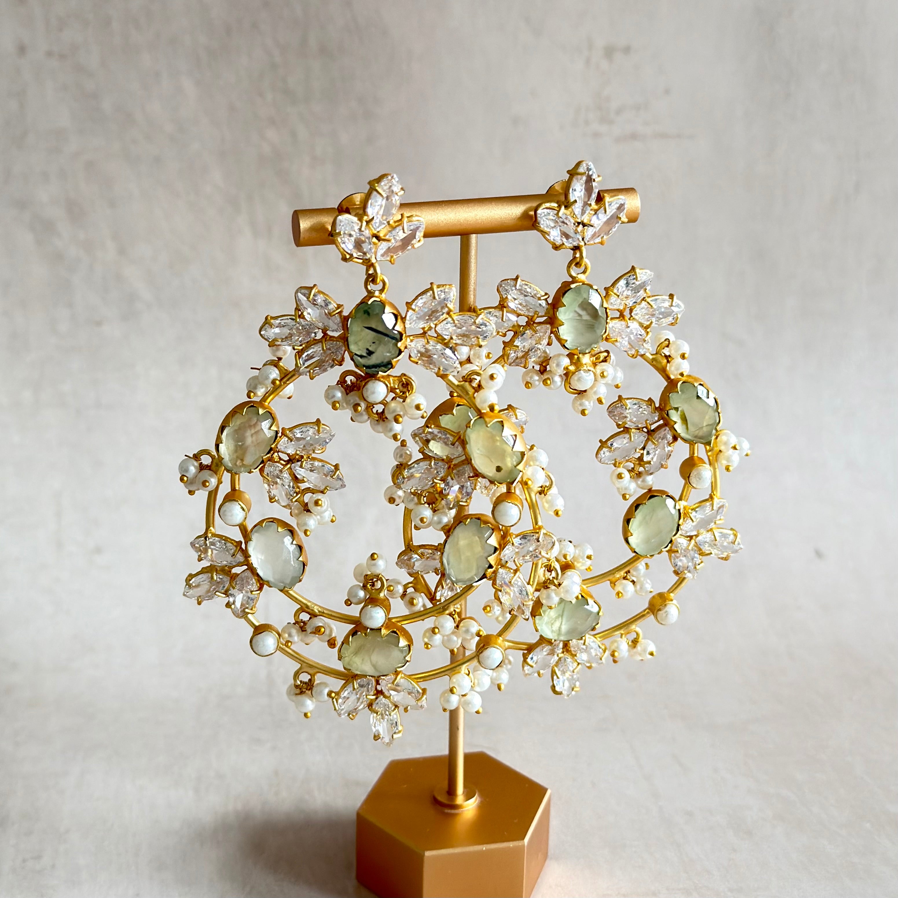 Tareen Olive Crystal Drop Earrings - Ahseya & Co