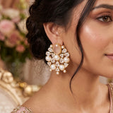 Lotus Rose Pearl Stud Earrings
