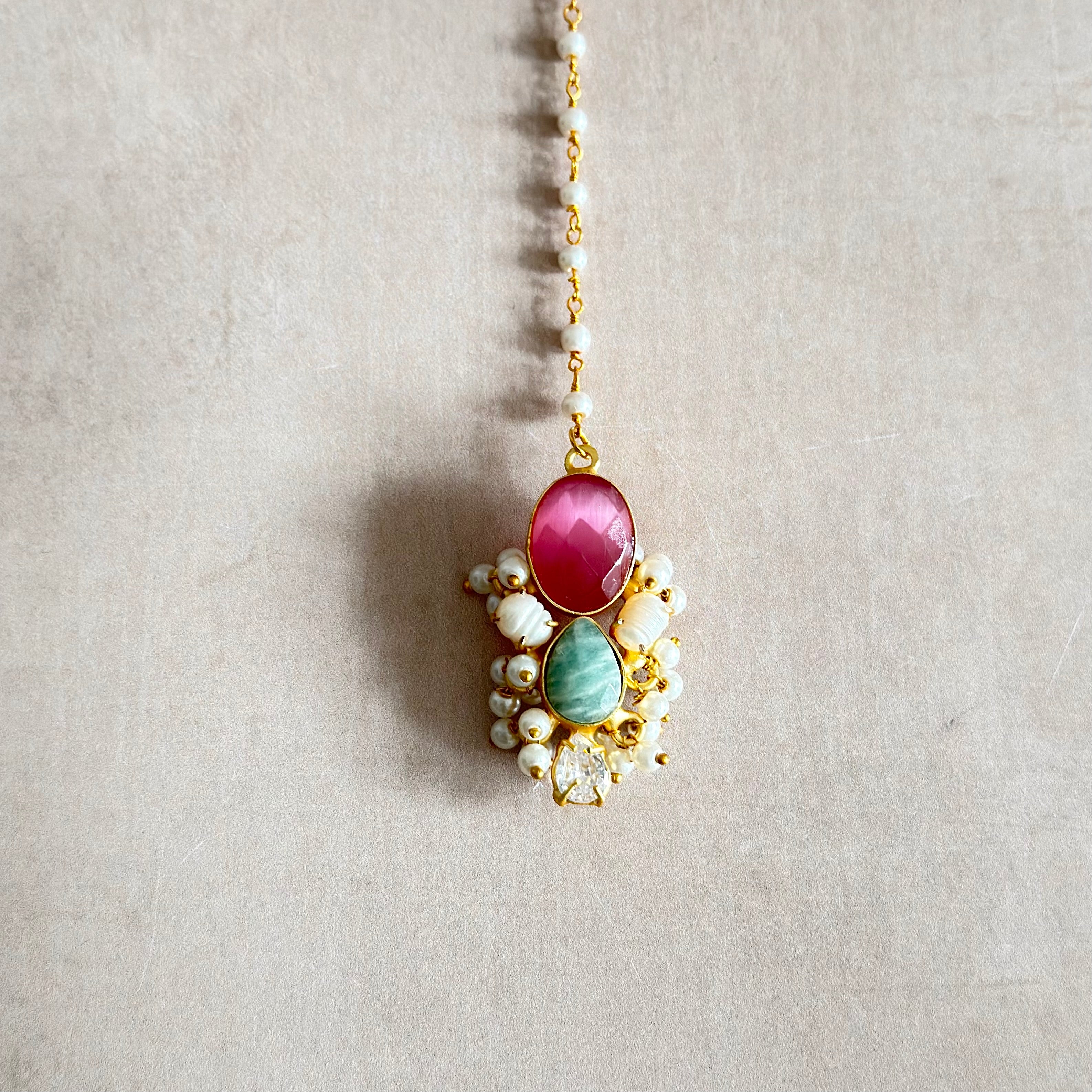 Vayda Jade Pink Necklace Set - Ahseya & Co