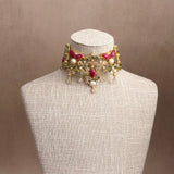 Meherin Fuchsia Olive Choker Set