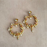 Nurea Peach Crystal Drop Earrings - Ahseya & Co