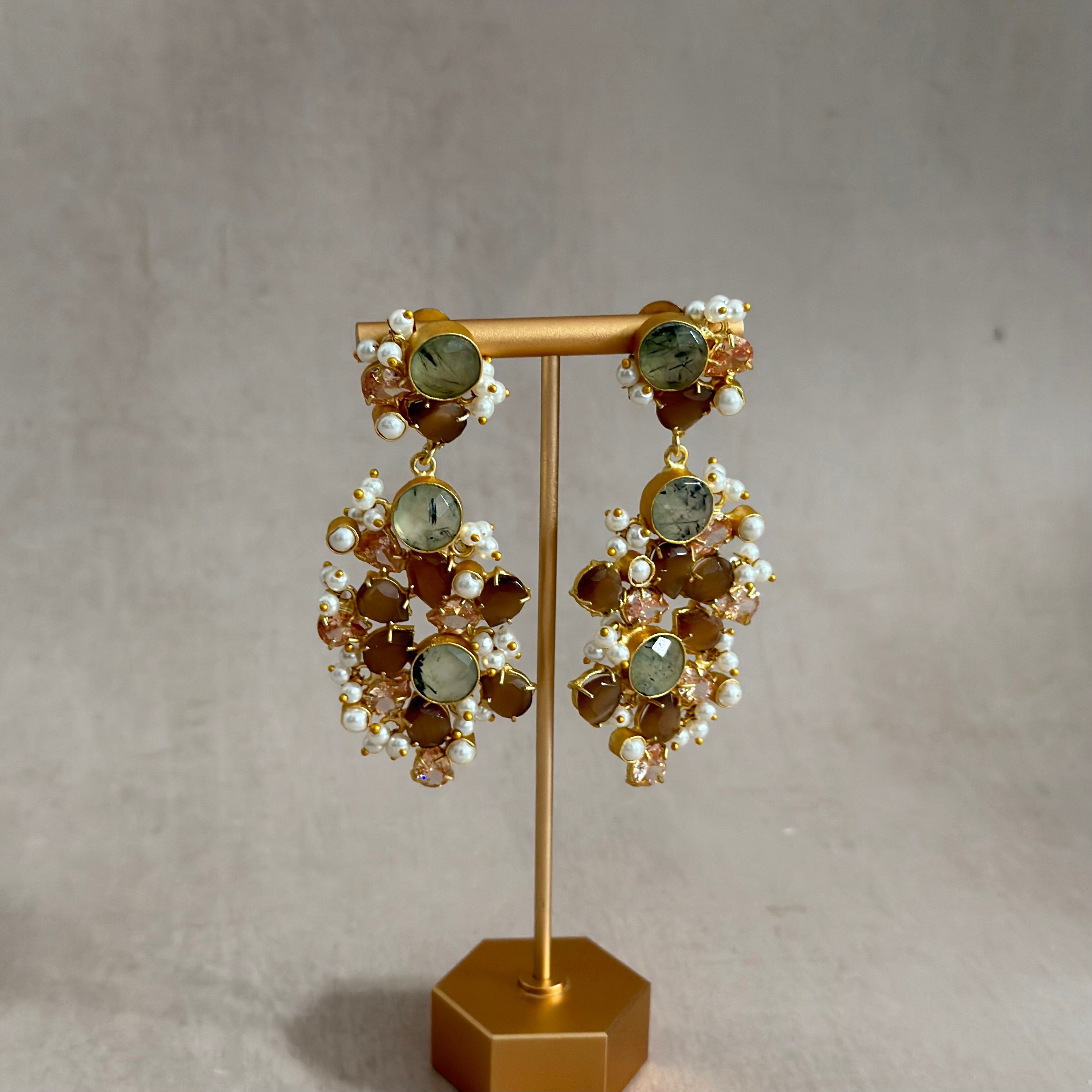 Celeste Espresso Olive Drop Earrings - Ahseya & Co