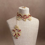 Areeba Ruby Olive Choker Set