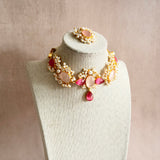 Elina Pink Crystal Necklace Set - Ahseya & Co