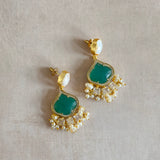 Mint Pearl Drop Crystal Earrings - Ahseya & Co