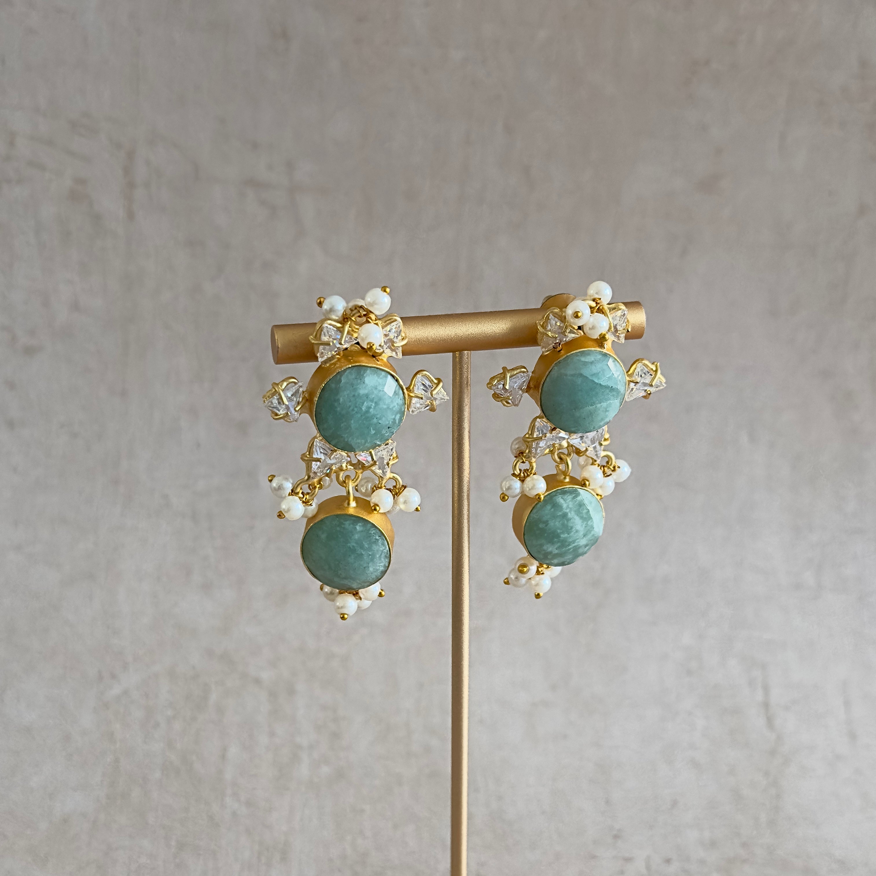 Jade Crystal Drop Earrings - Ahseya & Co