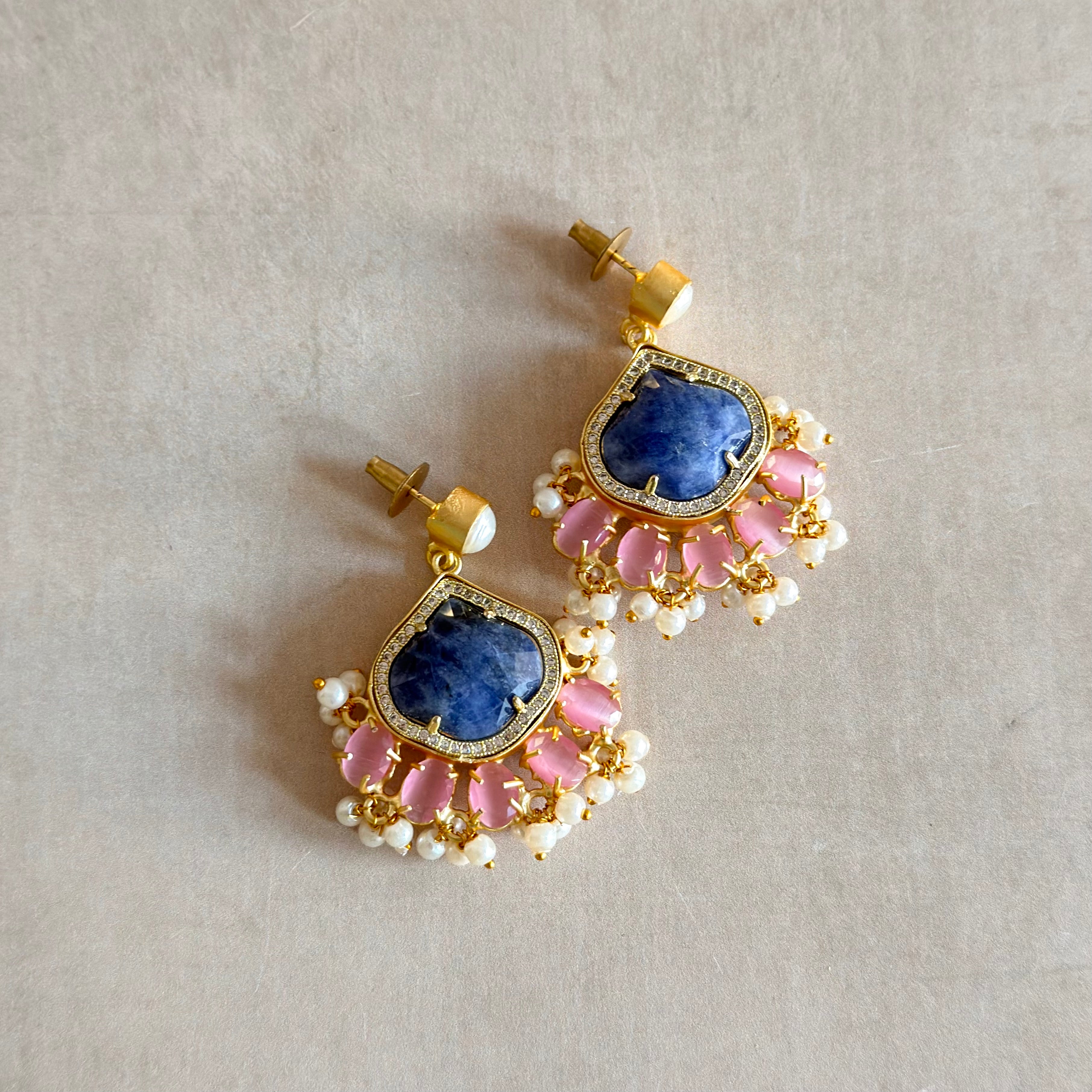 Safia Blue Drop Earrings - Ahseya & Co