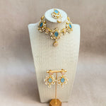 Rania Blue Crystal Necklace Set - Ahseya & Co