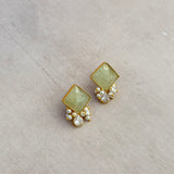 Adela Olive Crystal Stud Earrings