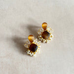 Rania Espresso Crystal Stud Earrings - Ahseya & Co
