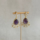 Purple Crystal Drop Earrings