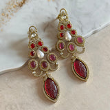 Hudaifa Pink Crystal Drop Earrings - Ahseya & Co