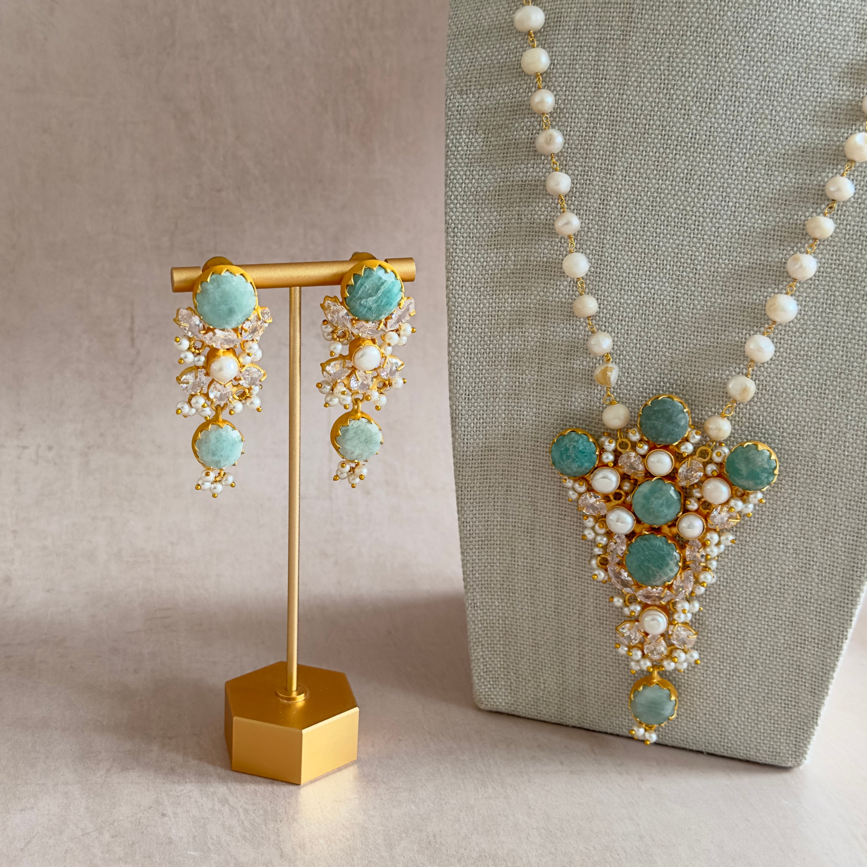 Dilnaz Jade Pearl Mala Set - Ahseya & Co