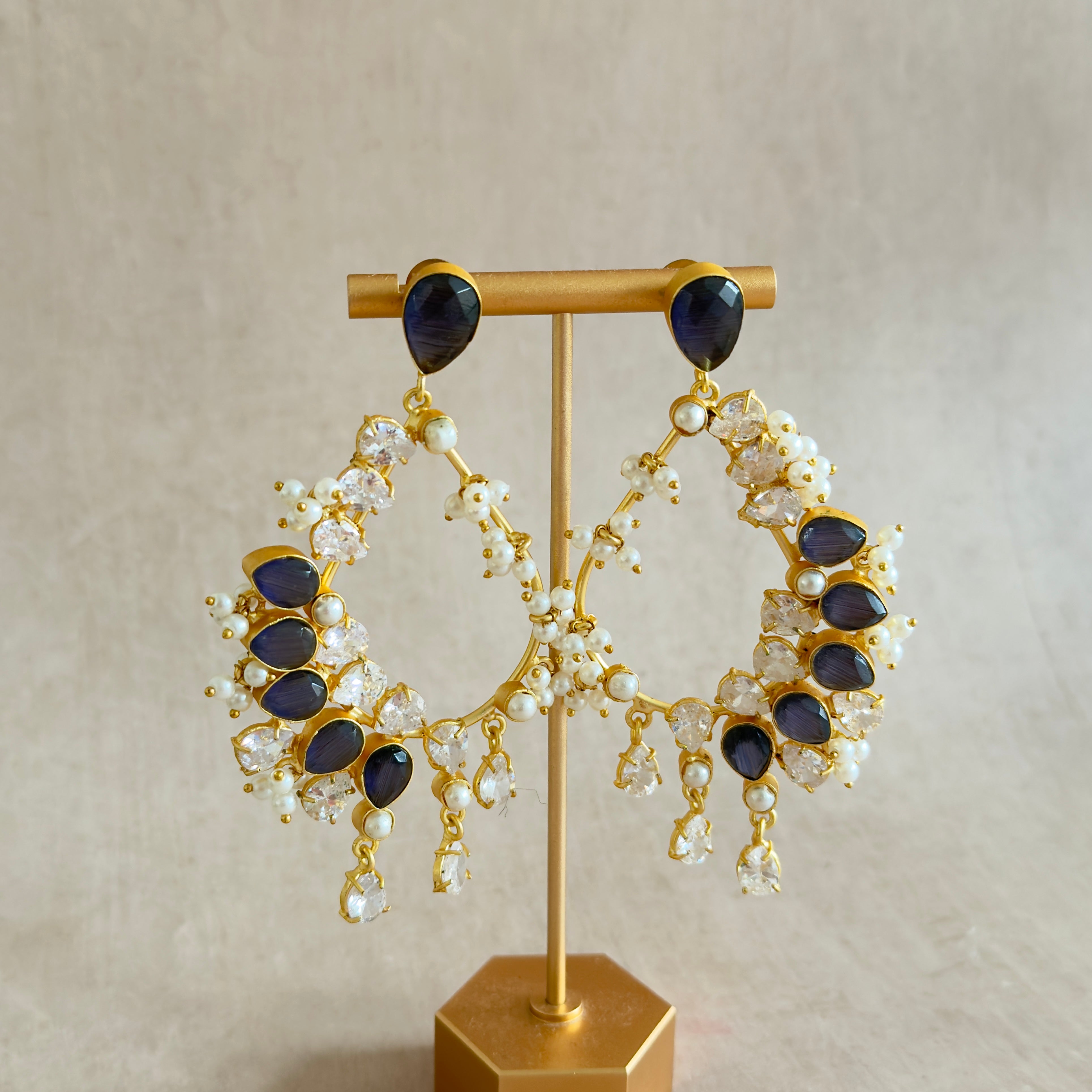 Lazura Deep Crystal Drop Earrings - Ahseya & Co