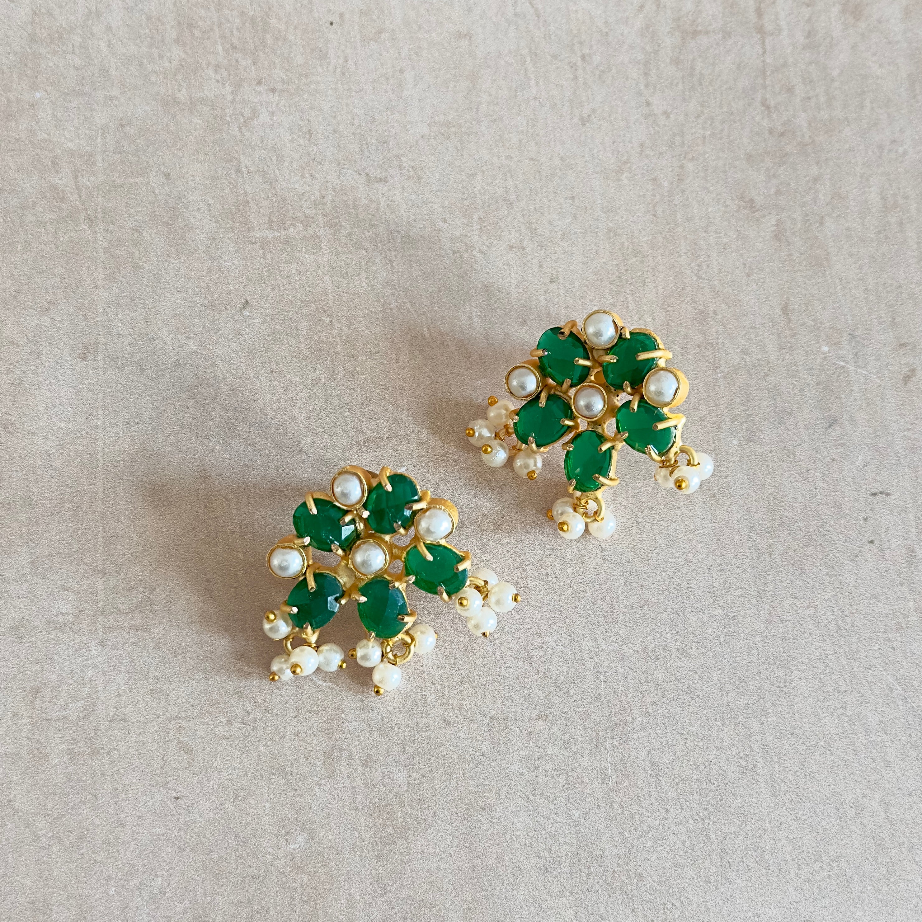 Nawal Green Stud Earrings - Ahseya & Co