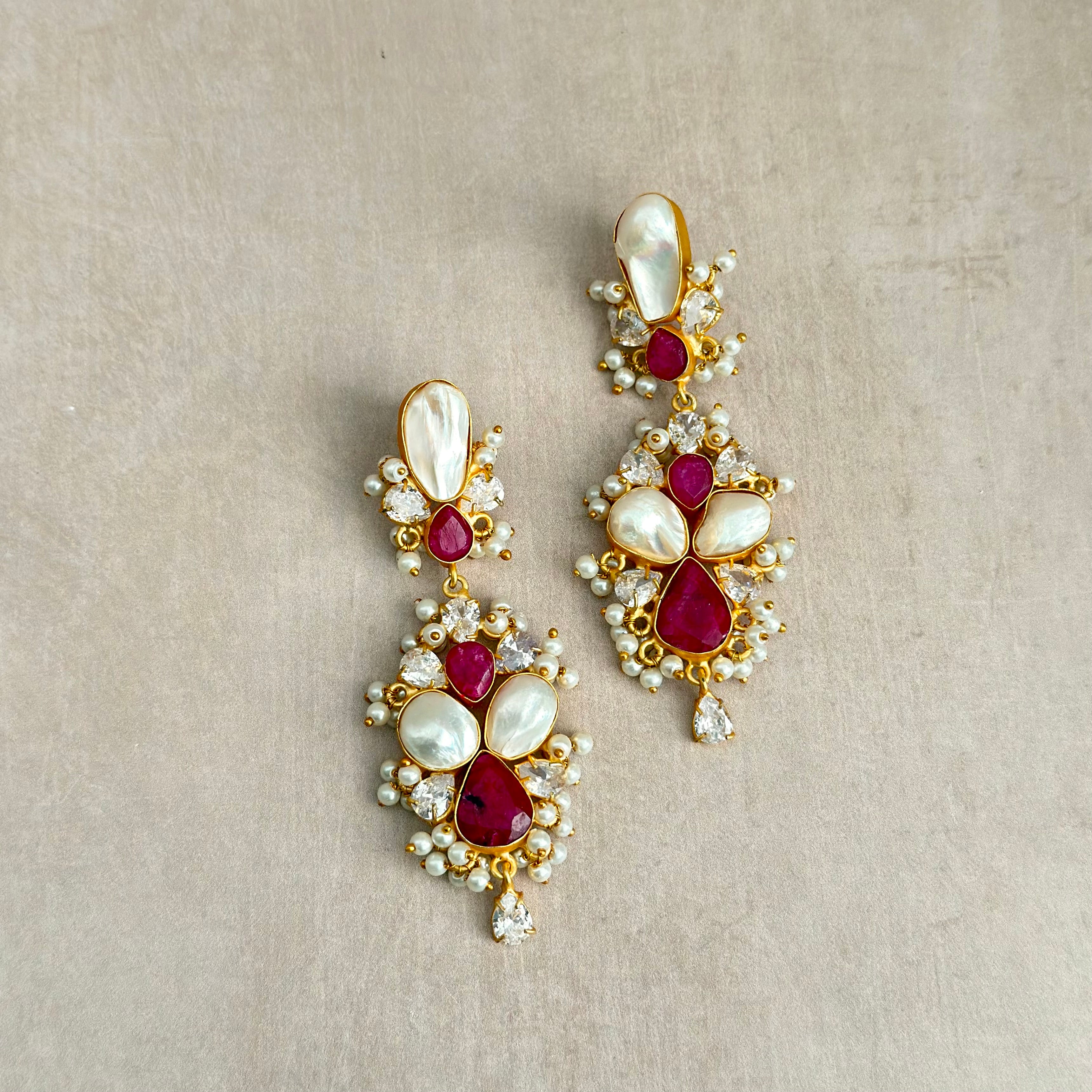 Lottie Fuchsia Pearl Drop Earrings - Ahseya & Co