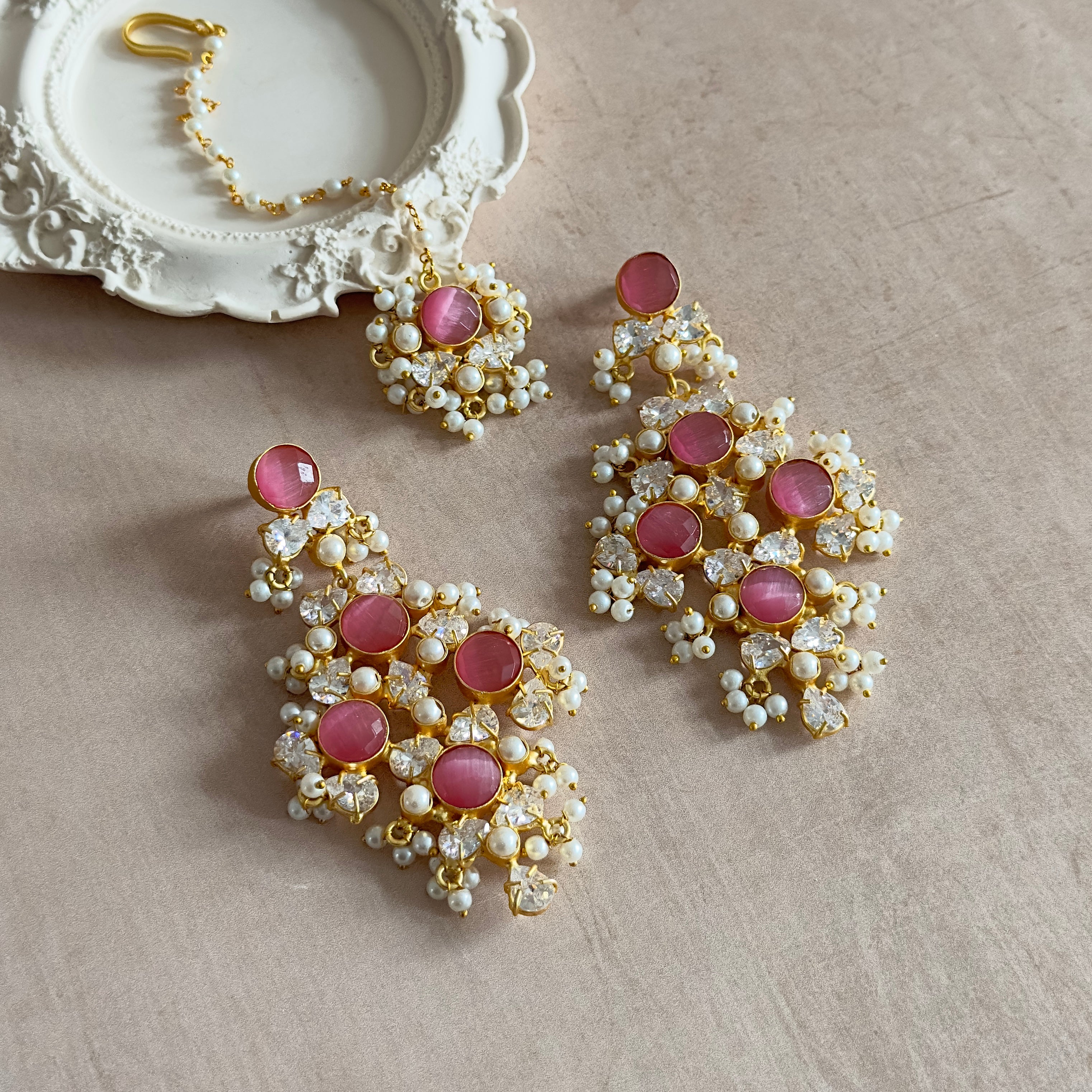Florence Pink Tikka Set - Ahseya & Co