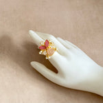 Zafira Pink Crystal Ring - Ahseya & Co