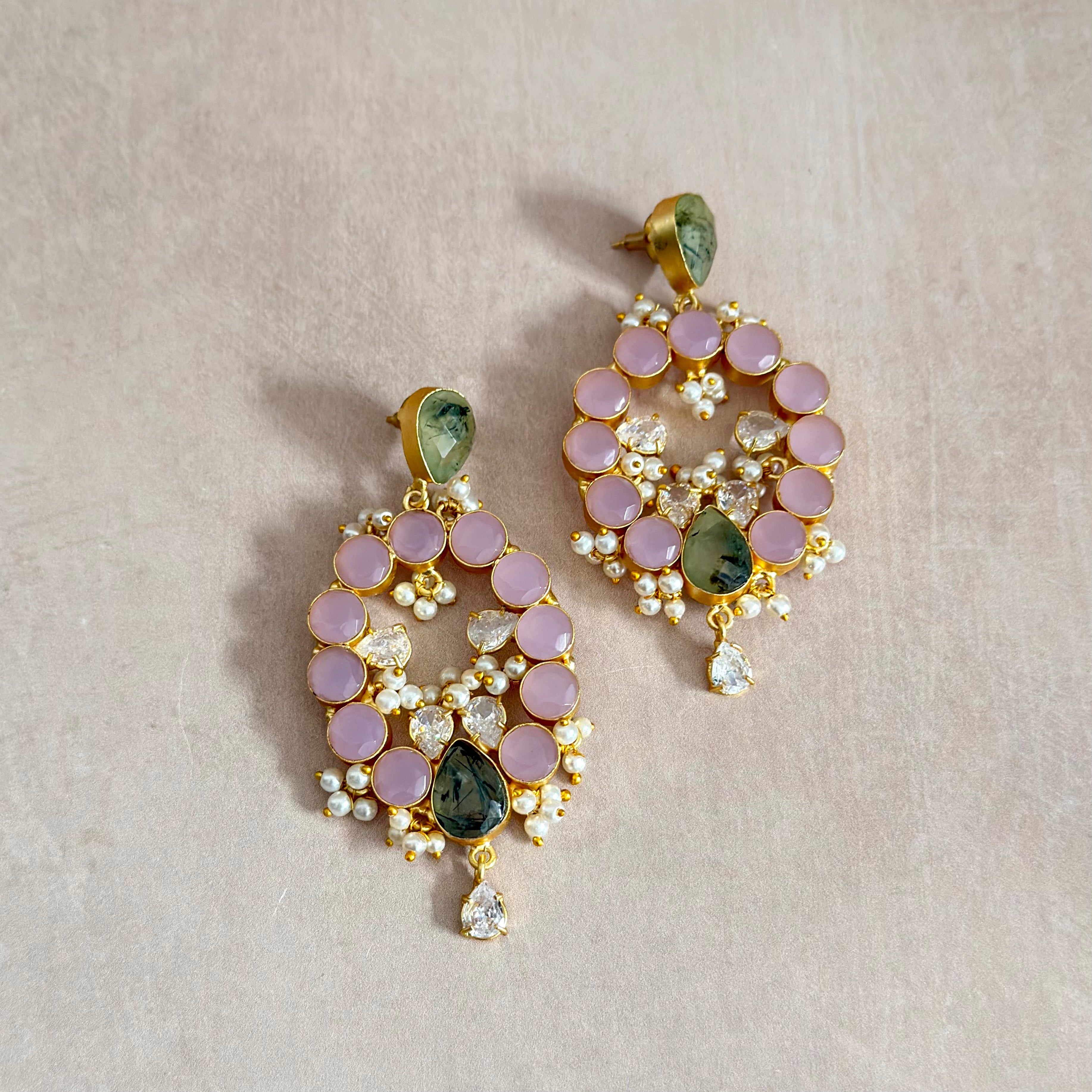 Moona Lilac Crystal Drop Earrings - Ahseya & Co