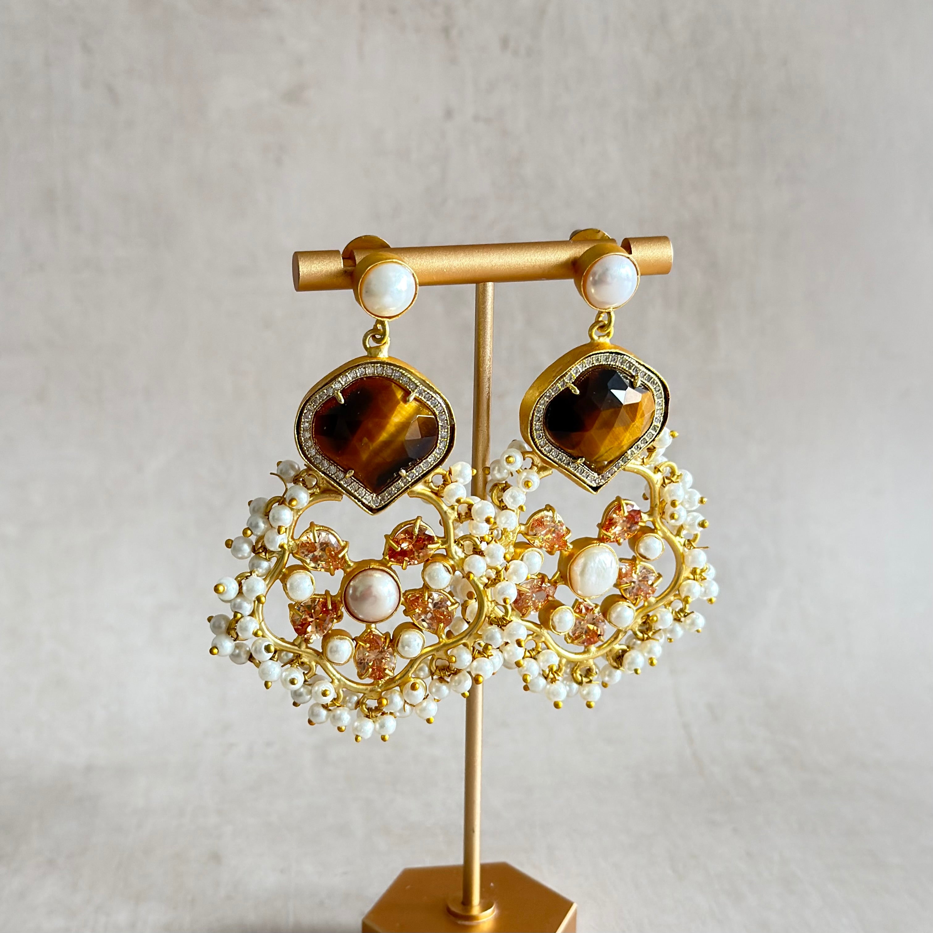 Zaylee Tiger Crystal Drop Earrings - Ahseya & Co