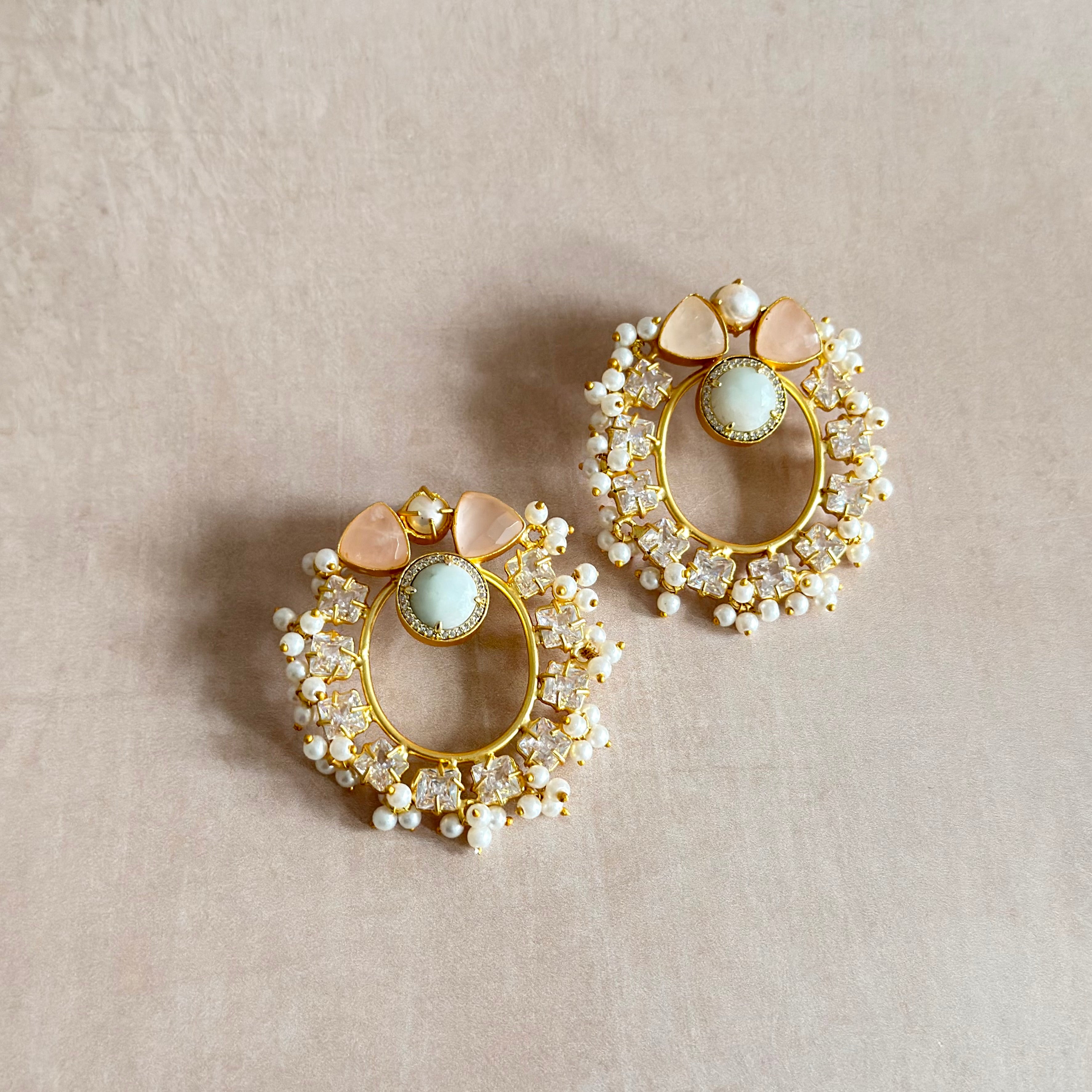 Sloane Pink Crystal Stud Earrings - Ahseya & Co