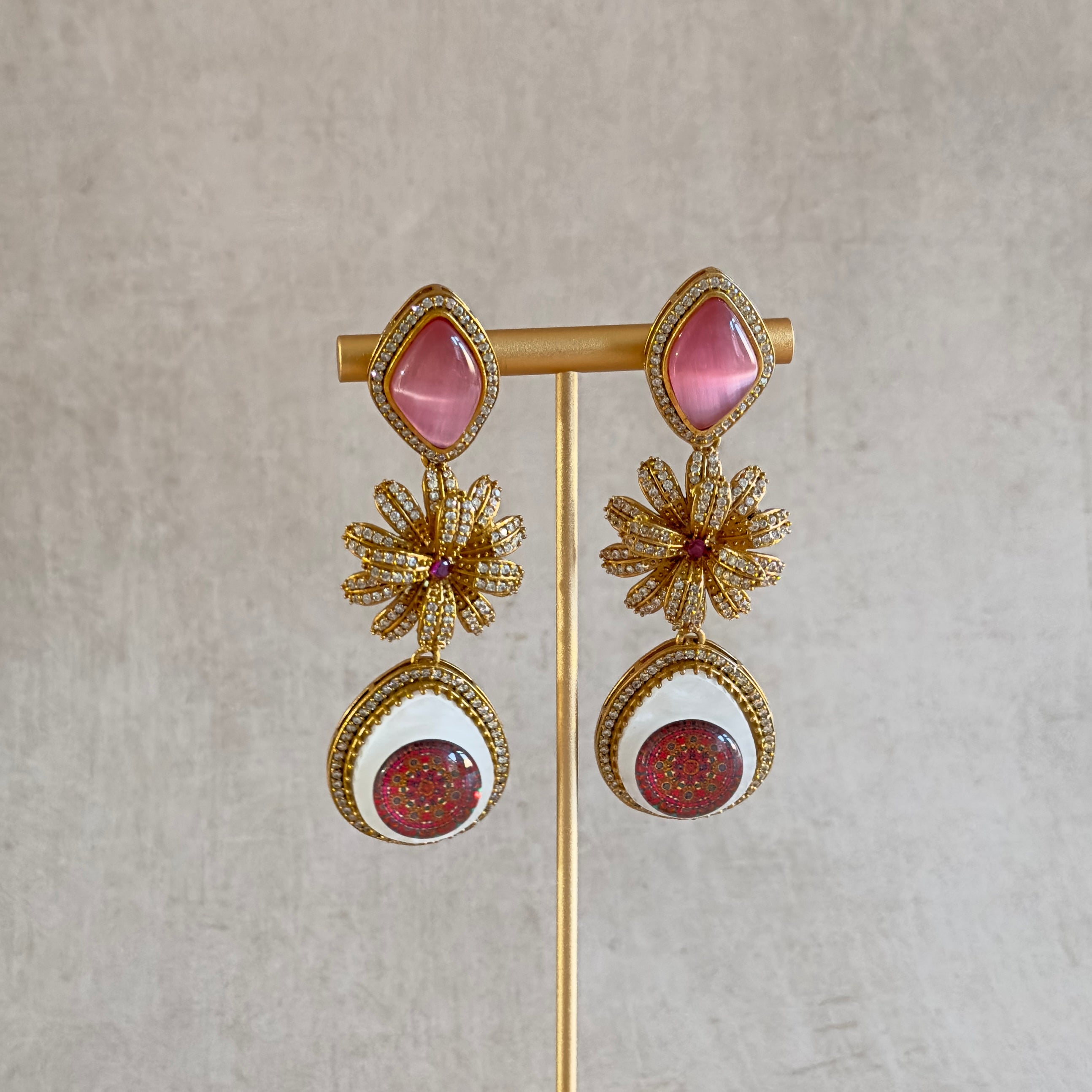 Labeeba Pink Drop Earrings - Ahseya & Co