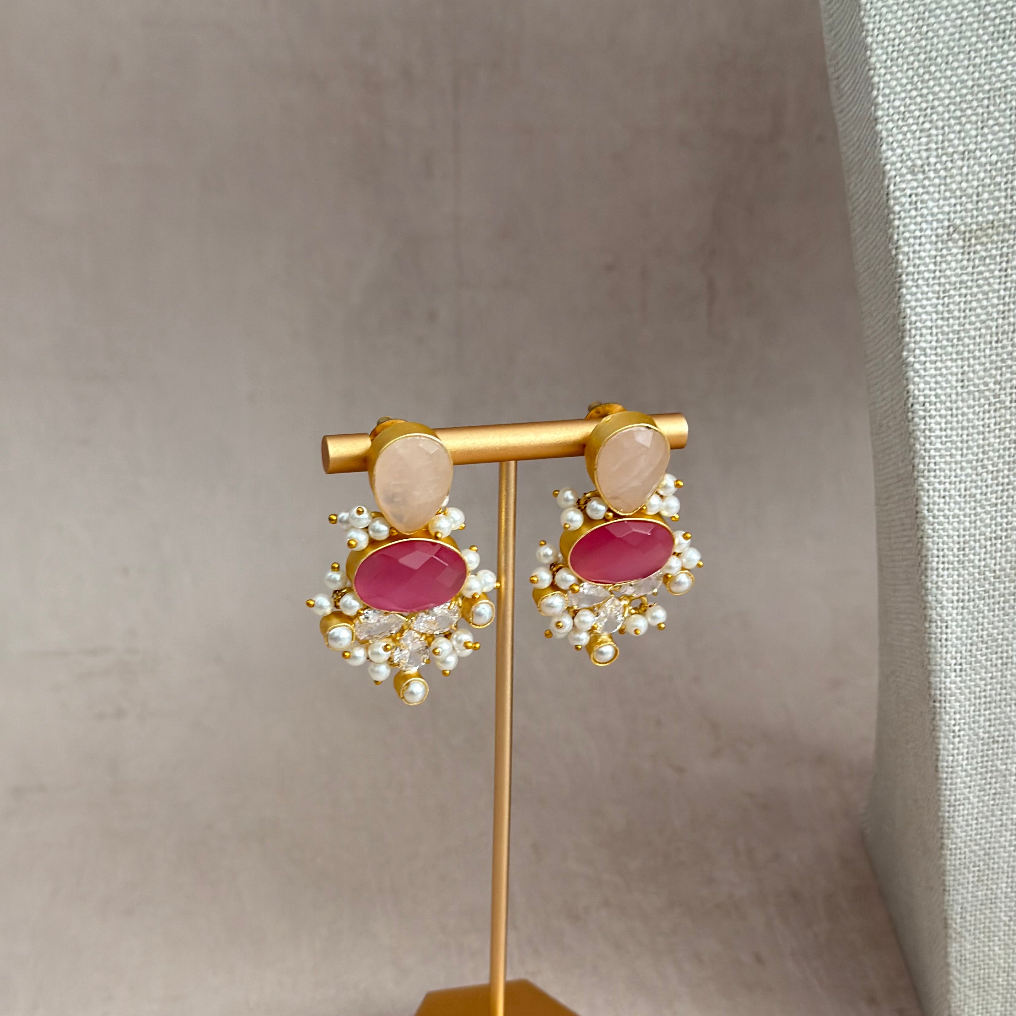 Valencia Pink Crystal Necklace Set - Ahseya & Co