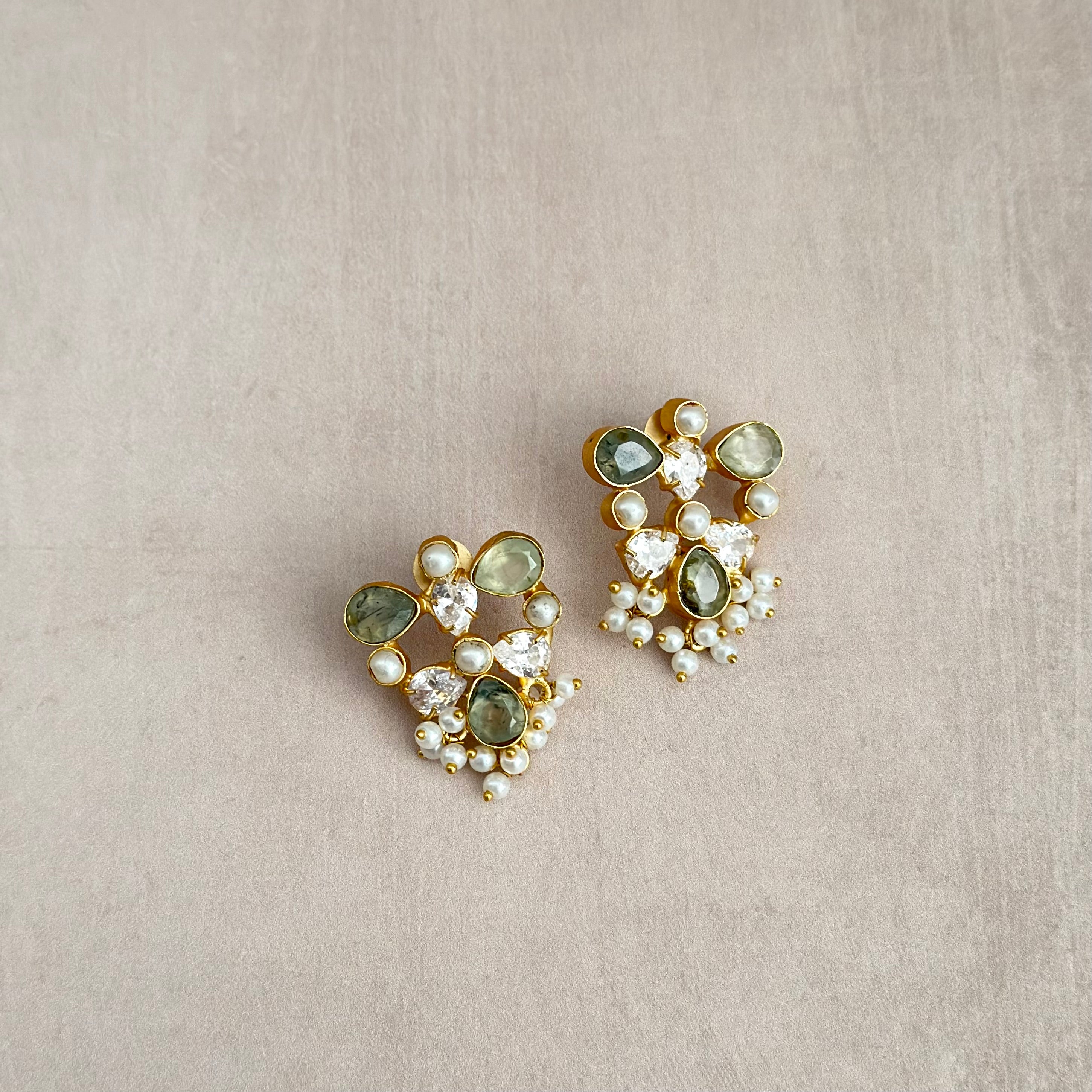 Halle Olive Stud Earrings - Ahseya & Co