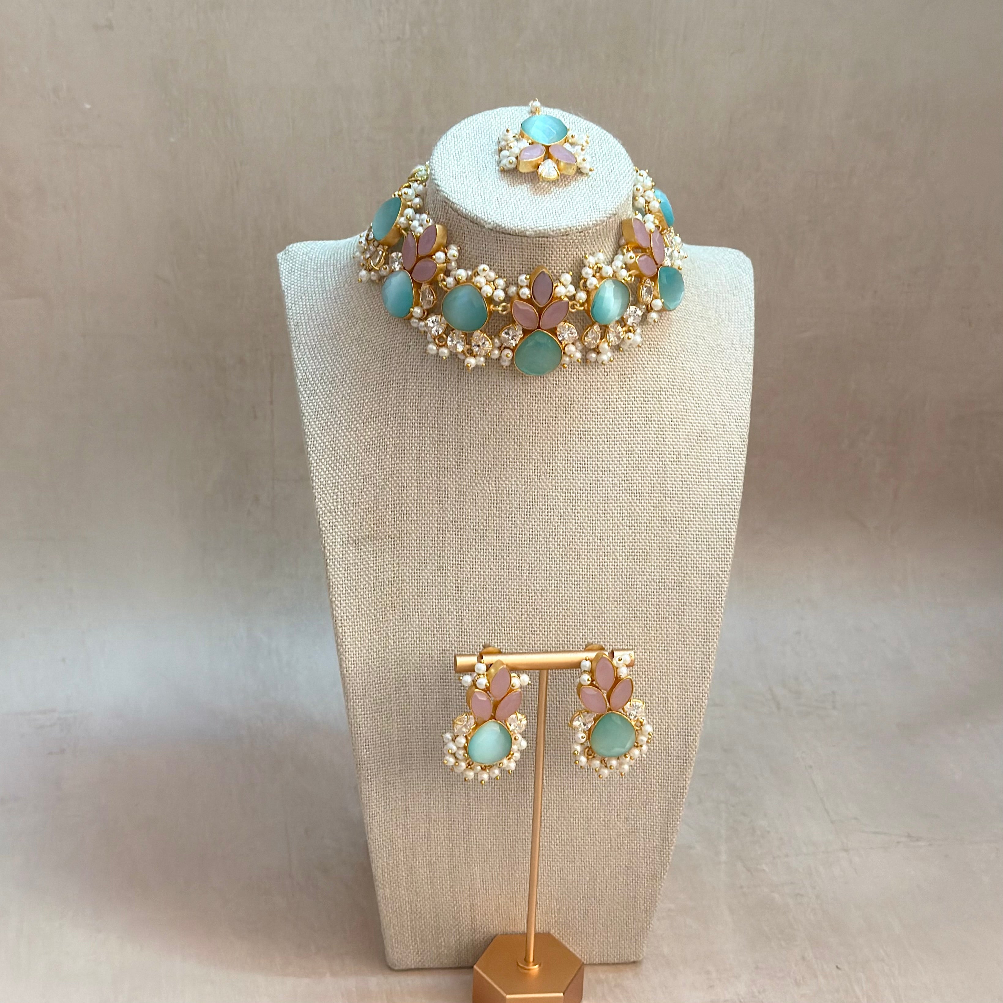 Heer Blue Choker Set - Ahseya & Co