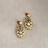 Smokey Crystal Pearl Drop Earrings