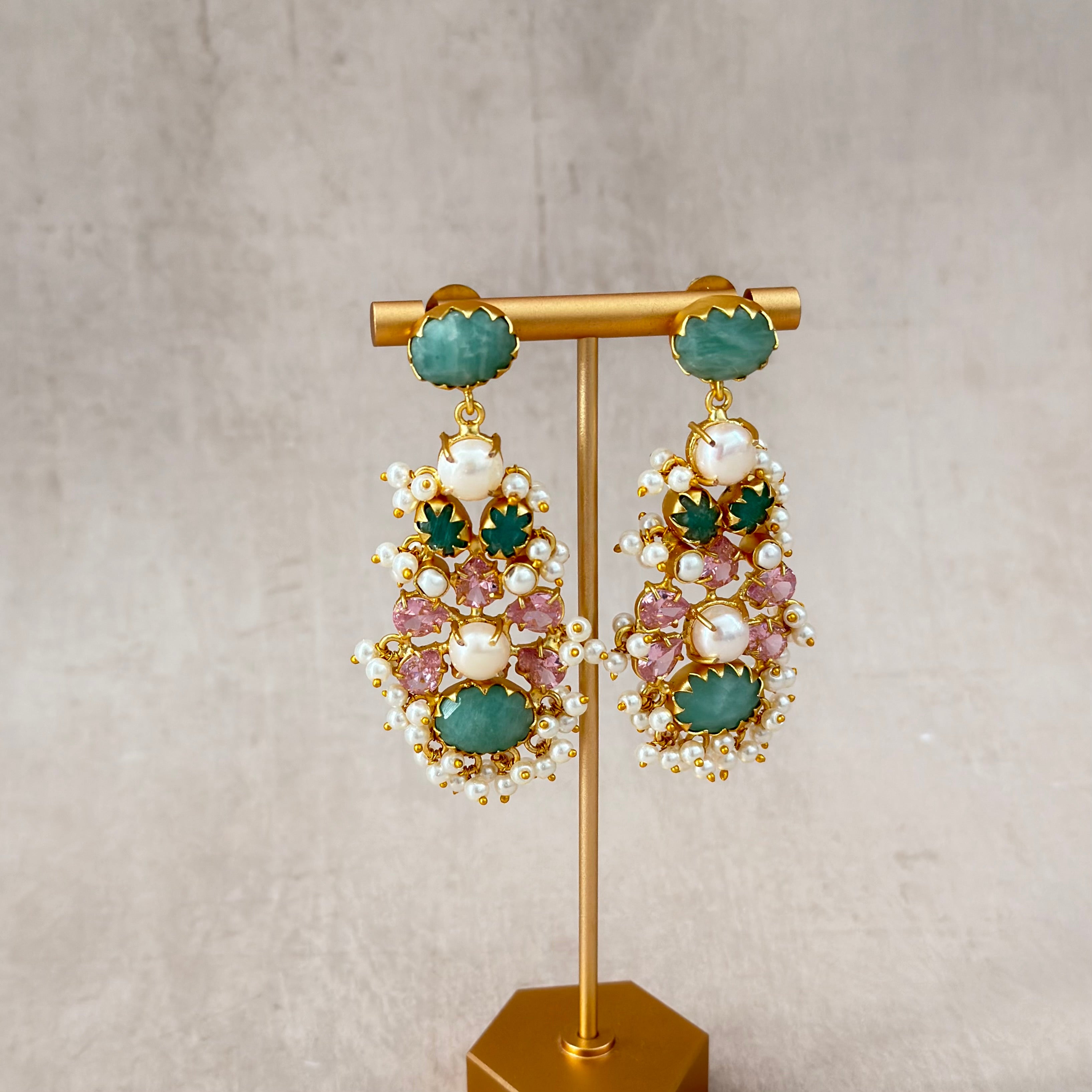 Bisan Jade Pearl Drop Earrings - Ahseya & Co