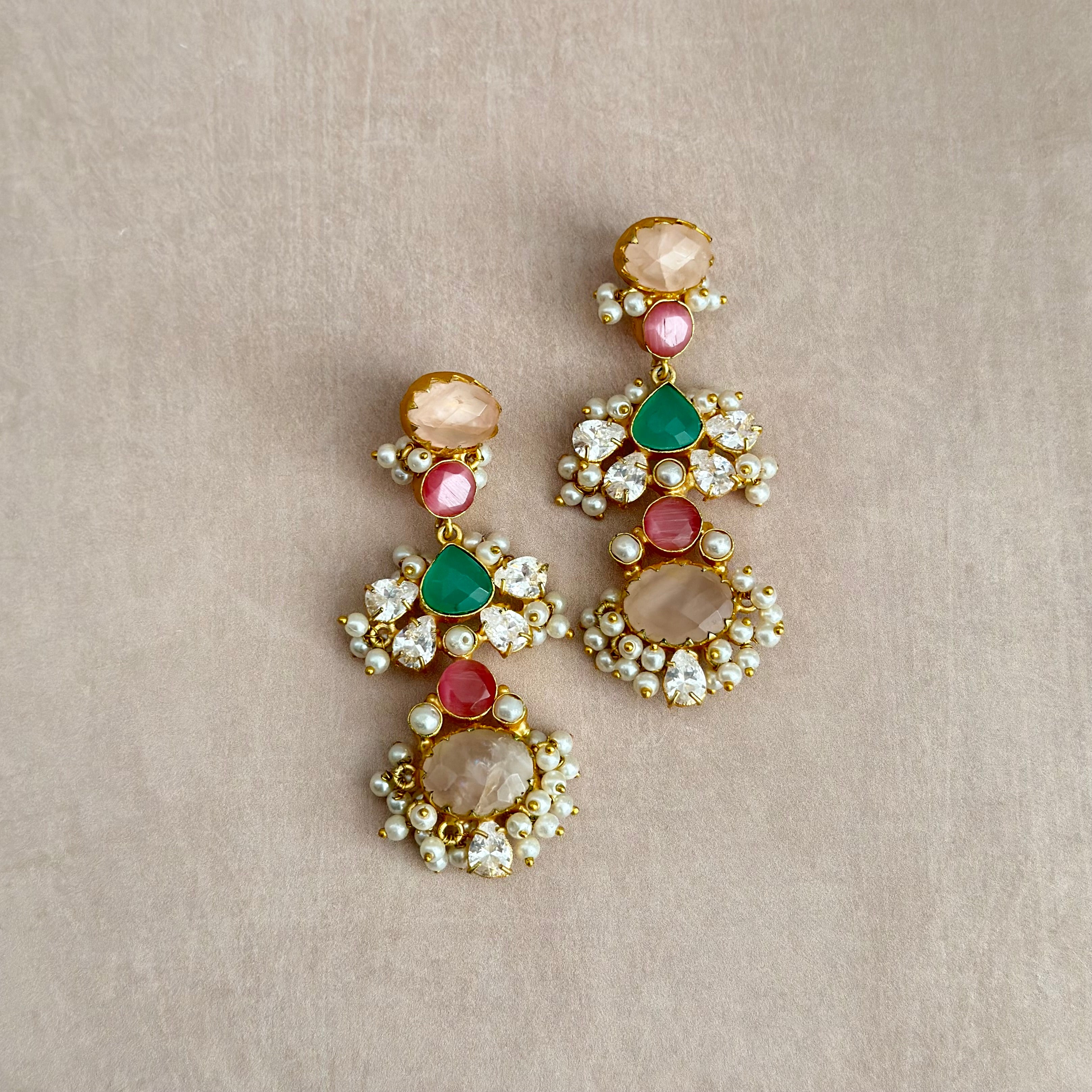 Chand Rose Drop Earrings - Ahseya & Co