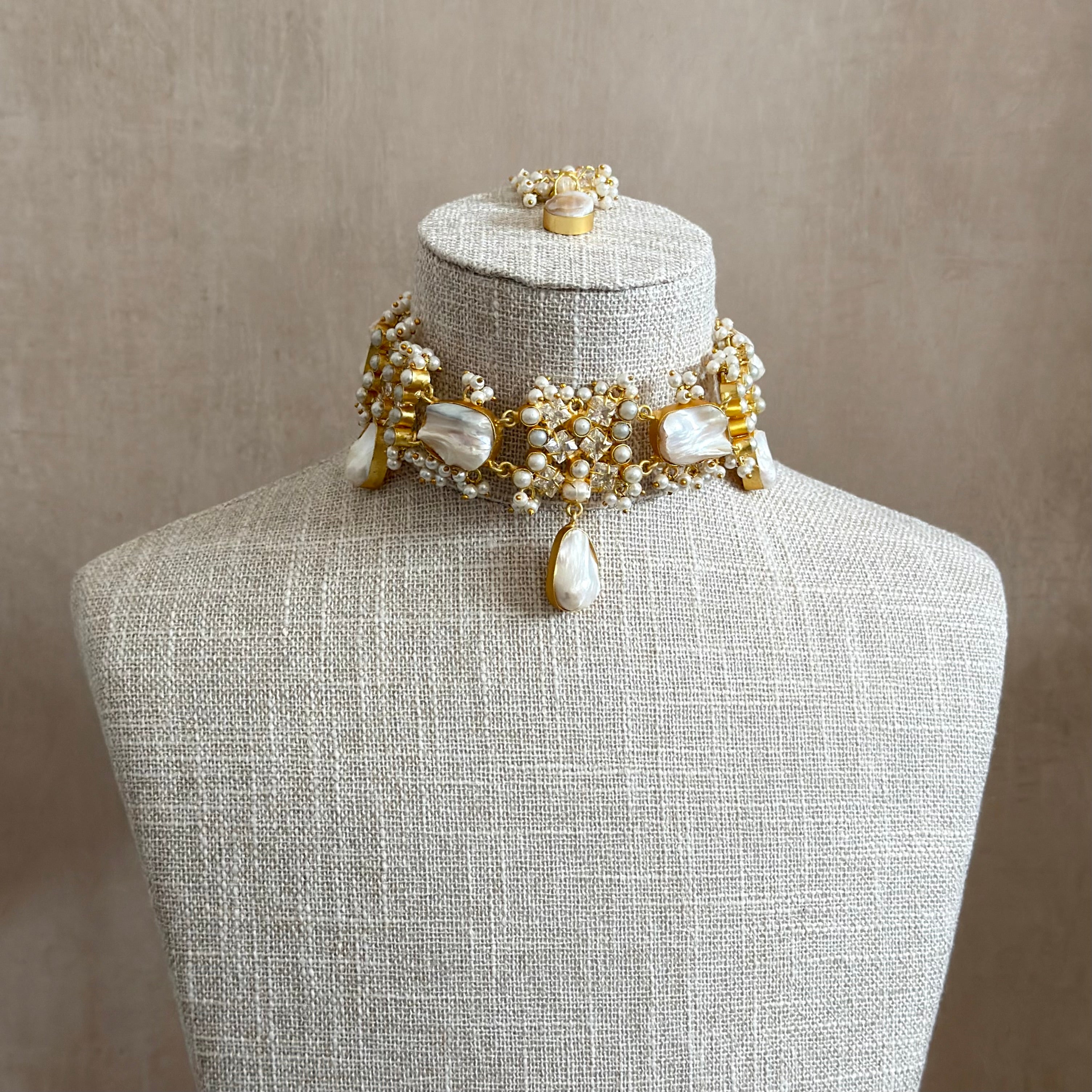 Drew Pearl Crystal Necklace Set - Ahseya & Co