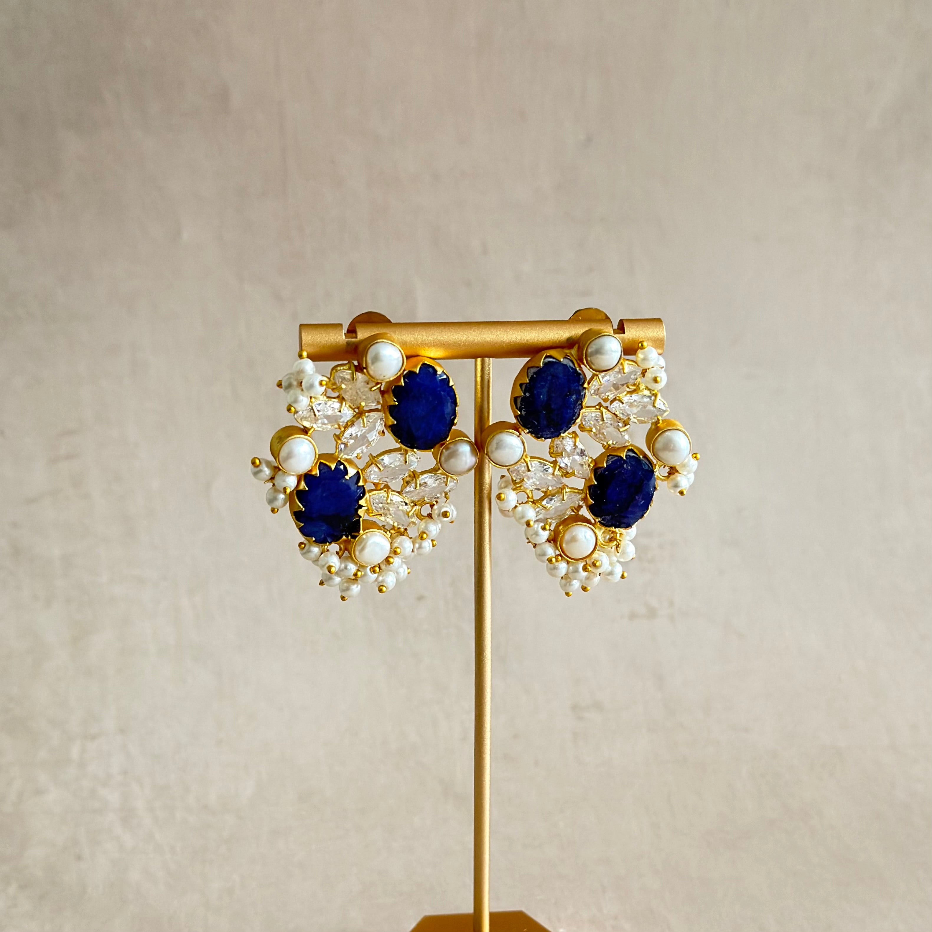 Roxy Navy Crystal Stud Earrings - Ahseya & Co