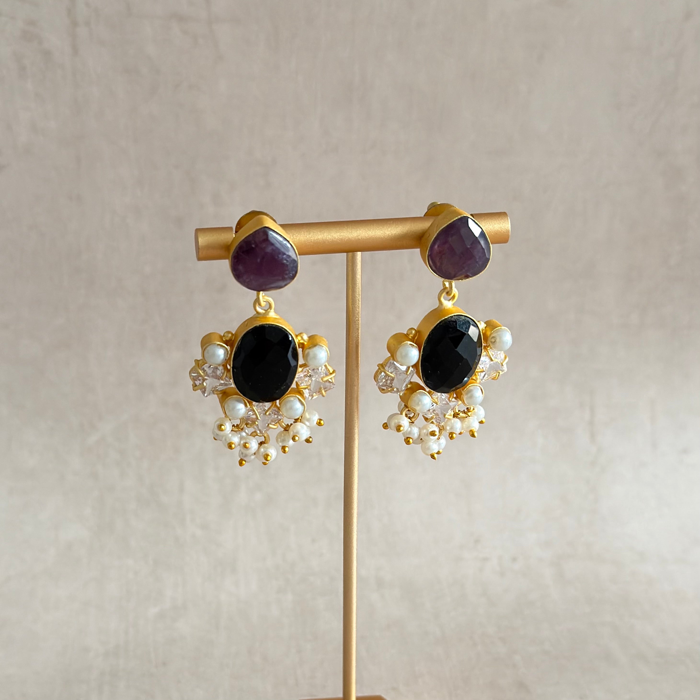 Ishrat Purple Drop Earrings - Ahseya & Co