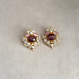 Cindy Purple Pink Crystal Stud Earrings