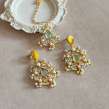 Imaanah Olive Crystal Tikka Set - Ahseya & Co