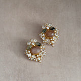 Cindy Peach Crystal Stud Earrings