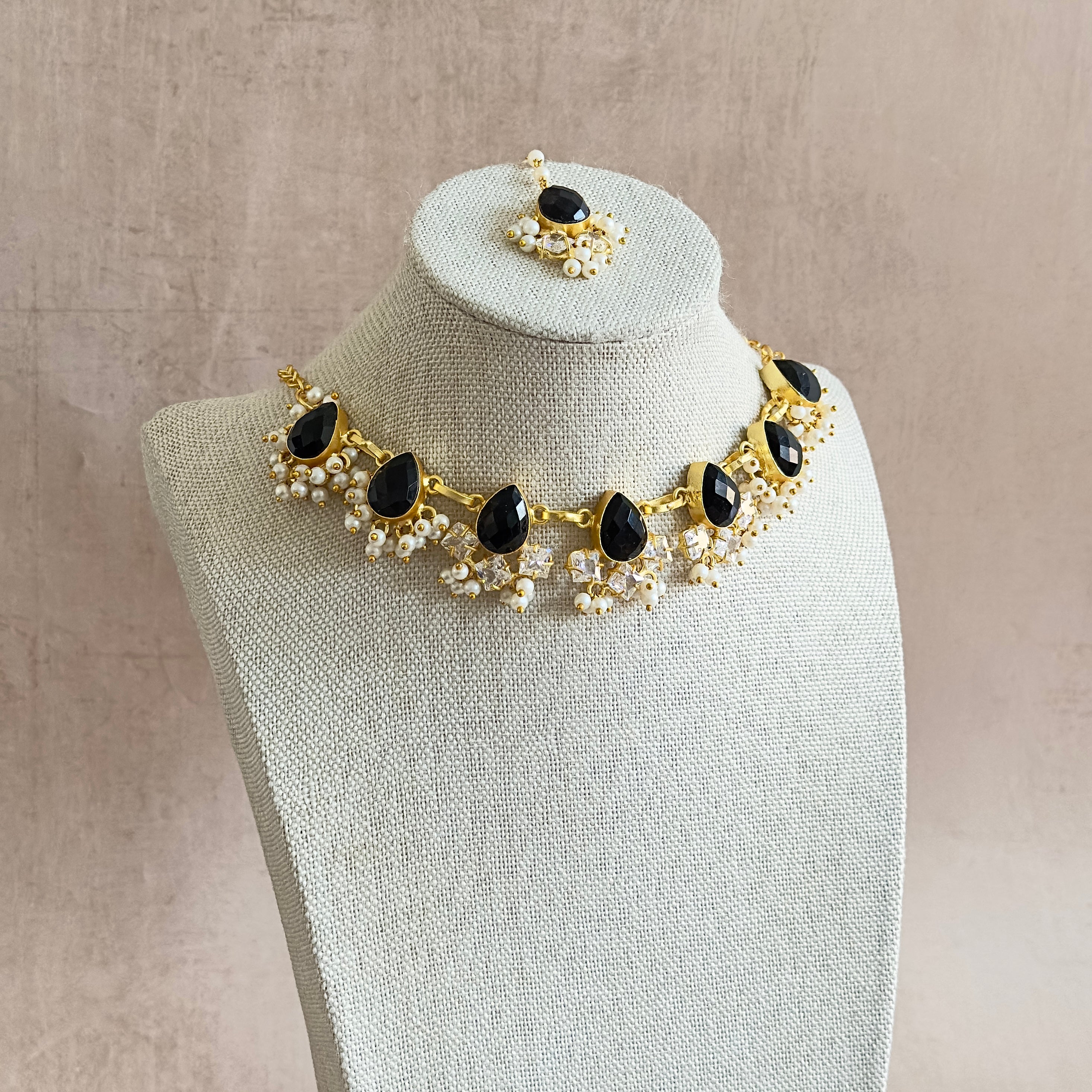 Lillie Black Crystal Necklace Set - Ahseya & Co