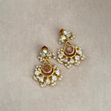 Peachy Crystal Drop Pearl Earrings