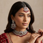 Zareefa Silver Ruby Choker Set - Ahseya & Co