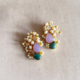 Shahira Lilac Pearl Crystal Stud Earrings - Ahseya & Co