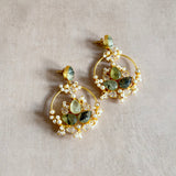 Arwa Olive Crystal Drop Earrings