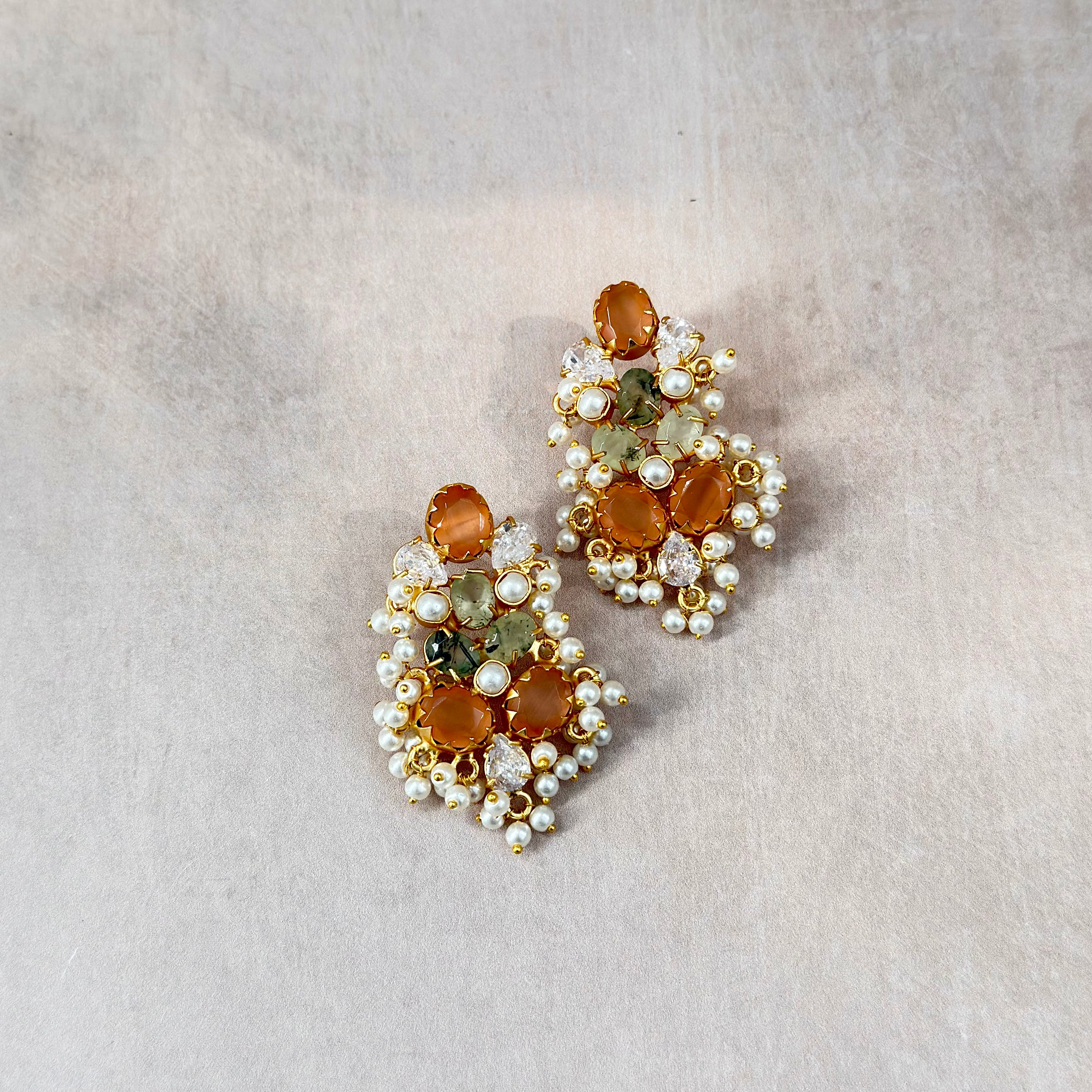 Ariana Peach Stud Earrings - Ahseya & Co